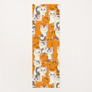 White and ginger cats pattern green eyes blue eyes yoga mat