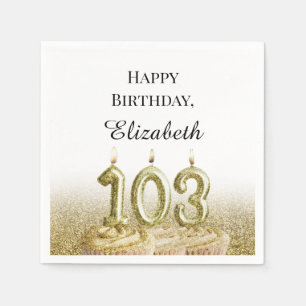 White and Gold 103rd Birthday Napkins