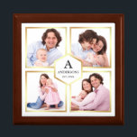White and Gold 4 Pictures Family Photo Collage Gift Box<br><div class="desc">Upload your favourite photos to make your own unique personalised keepsake photo gift.</div>