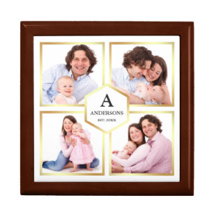 White and Gold 4 Pictures Family Photo Collage Gift Box