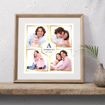 White and Gold 4 Pictures Family Photo Collage Poster<br><div class="desc">Upload your favorite photos to make your own unique personalized keepsake photo gift.</div>
