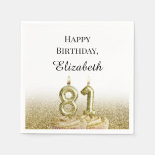 White and Gold 81st Birthday Napkins