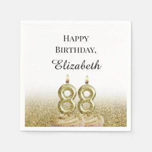 White and Gold 88th Birthday Napkins