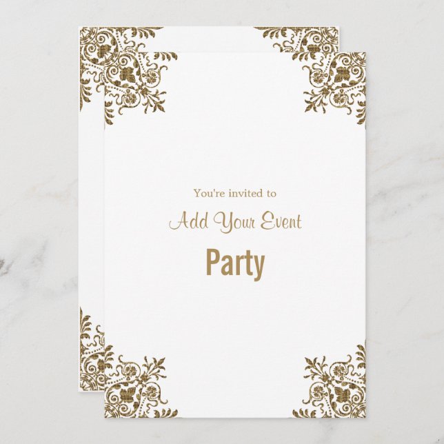 White and Gold All Occasion Party Invitation (Front/Back)