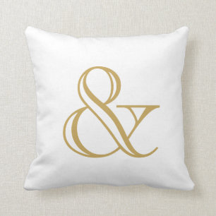 White And Gold Ampersand Cushion