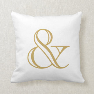 White And Gold Ampersand Cushion