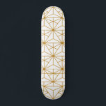 White and gold art deco geometric pattern skateboard<br><div class="desc">A slightly retro yet modern art deco white and gold pattern.</div>