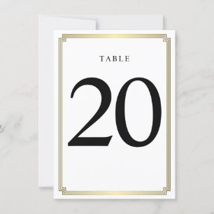 White And Gold Art Deco Table Number