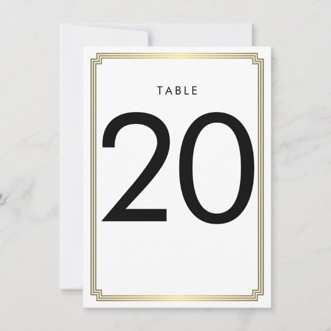 White And Gold Art Deco Table Number (Front)