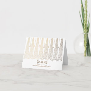 White and Gold Art Deco Vintage Wedding Thank You Card