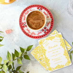 White and Gold Botanical Floral 30th Birthday Invitation