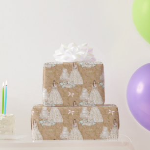 White and Gold Bridal Wedding  Wrapping Paper