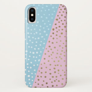White and Gold Bronze Dot Pattern iPhone X Case