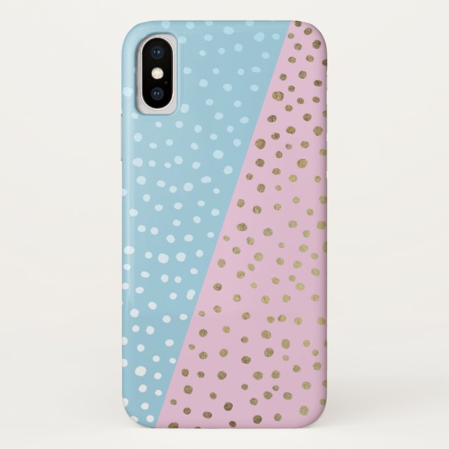 White and Gold Bronze Dot Pattern iPhone X Case (Back)