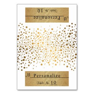 White and Gold Chevron and Confetti   Place Cards