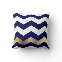 White and Gold Chevron Pattern on Navy Blue