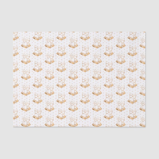 White and Gold Christmas Bells Tissue Paper (Front)