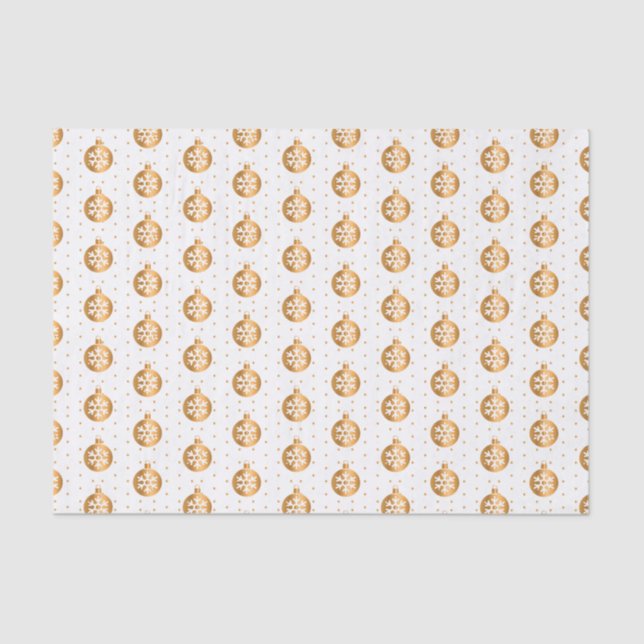 White and Gold Christmas Ornaments Tissue Paper (Front)