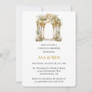 White and Gold Church Couples Shower Invitation