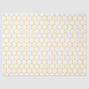 White and Gold Classy Geometric Honeycomb Pattern Tissue Paper
