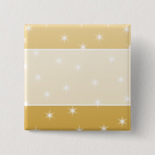 White and Gold Colour Star Pattern 15 Cm Square Badge (Front)