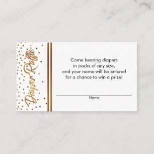 White and Gold Confetti Diaper Raffle Ticket Cards