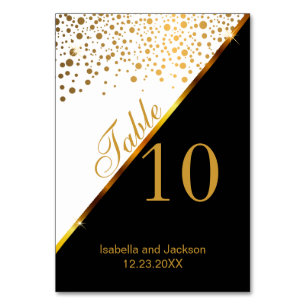 White and Gold Confetti Dots Table Number