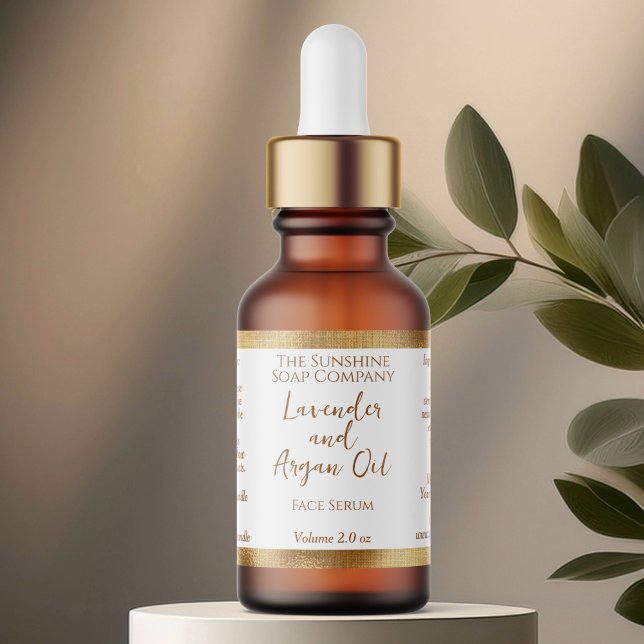 White and Gold Cosmetics Dropper Bottle Label (Creator Uploaded)