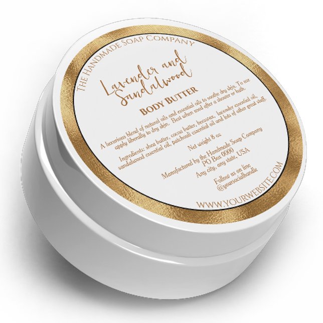 White and Gold Cosmetics Jar Label w Ingredients (Creator Uploaded)