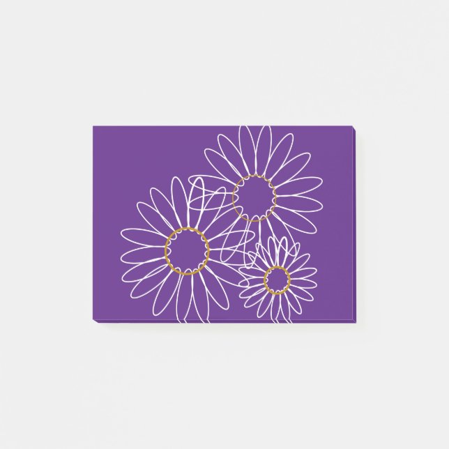 White and Gold Daisies Post-it Notes (Front)