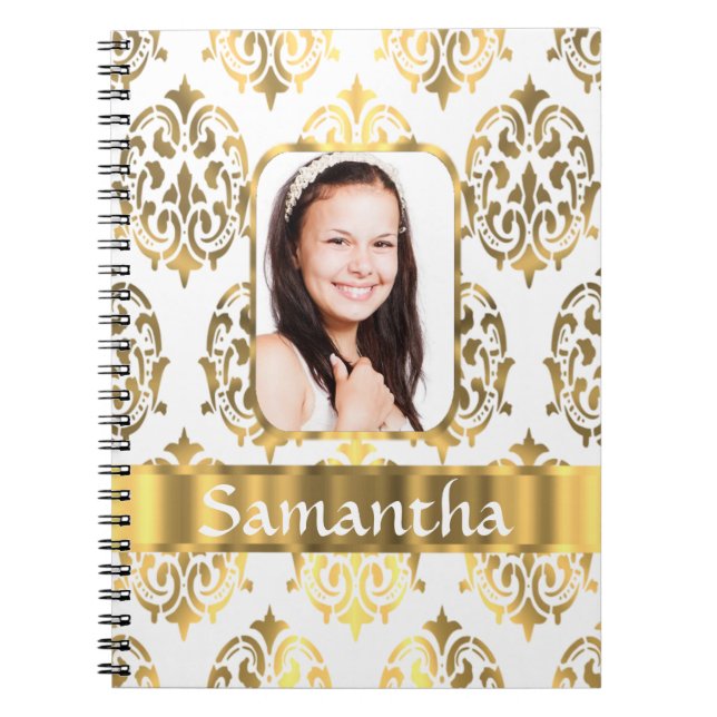 White and gold damask notebook (Front)
