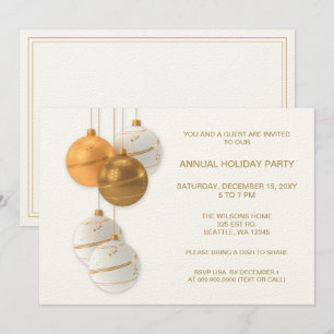 White and Gold Elegant Corporate Holiday Party Invitation