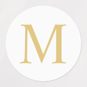 White and Gold Elegant Monogram Classic Round Stic