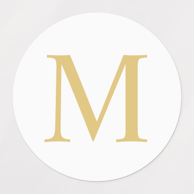 White and Gold Elegant Monogram Classic Round Stic (Design 1)