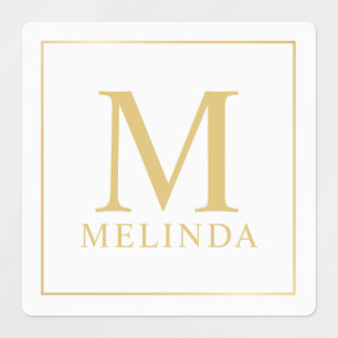 White and Gold Elegant Monogram Labels