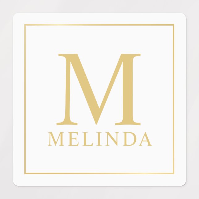 White and Gold Elegant Monogram Labels (Design 1)