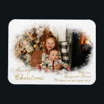 White and Gold Elegant Snowy Photo Christmas Card Magnet<br><div class="desc">This elegant white and gold magnetic Christmas card features your photo in a snowy frame,  with your own personal message. For more like this,  and a wide range of other products,  please visit our store.</div>