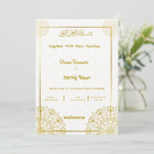 White and Gold Elegant Wedding Invitation