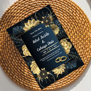 White and Gold Elegant Wedding Invitation