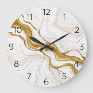 White and Gold Epoxy Marble Wall Clock