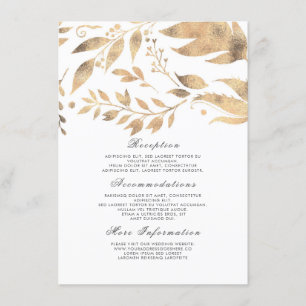 White and Gold Fall Wedding Information Guest Enclosure Card