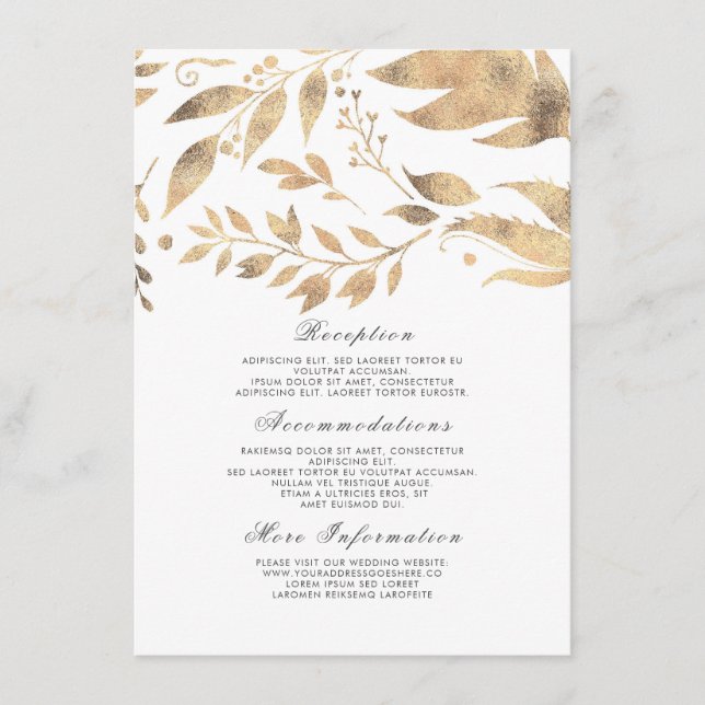 White and Gold Fall Wedding Information Guest Enclosure Card (Front)