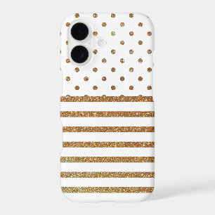 White and Gold Faux Glitter iPhone X Case