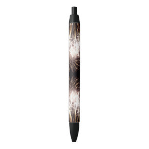 White and Gold Fireworks I Patriotic Celebration Black Ink Pen