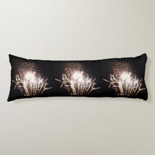 White and Gold Fireworks I Patriotic Celebration Body Cushion