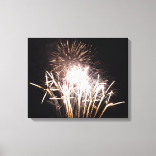 White and Gold Fireworks I Patriotic Celebration Canvas Print