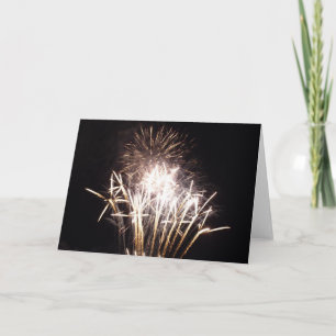 White and Gold Fireworks I Patriotic Celebration Card