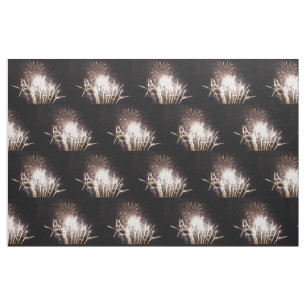 White and Gold Fireworks I Patriotic Celebration Fabric
