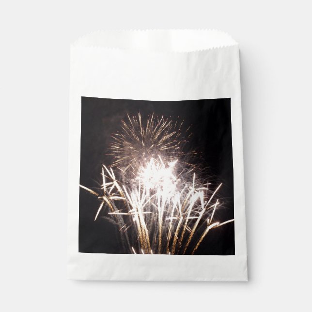 White and Gold Fireworks I Patriotic Celebration Favour Bags (Front)