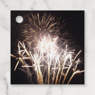 White and Gold Fireworks I Patriotic Celebration Favour Tags